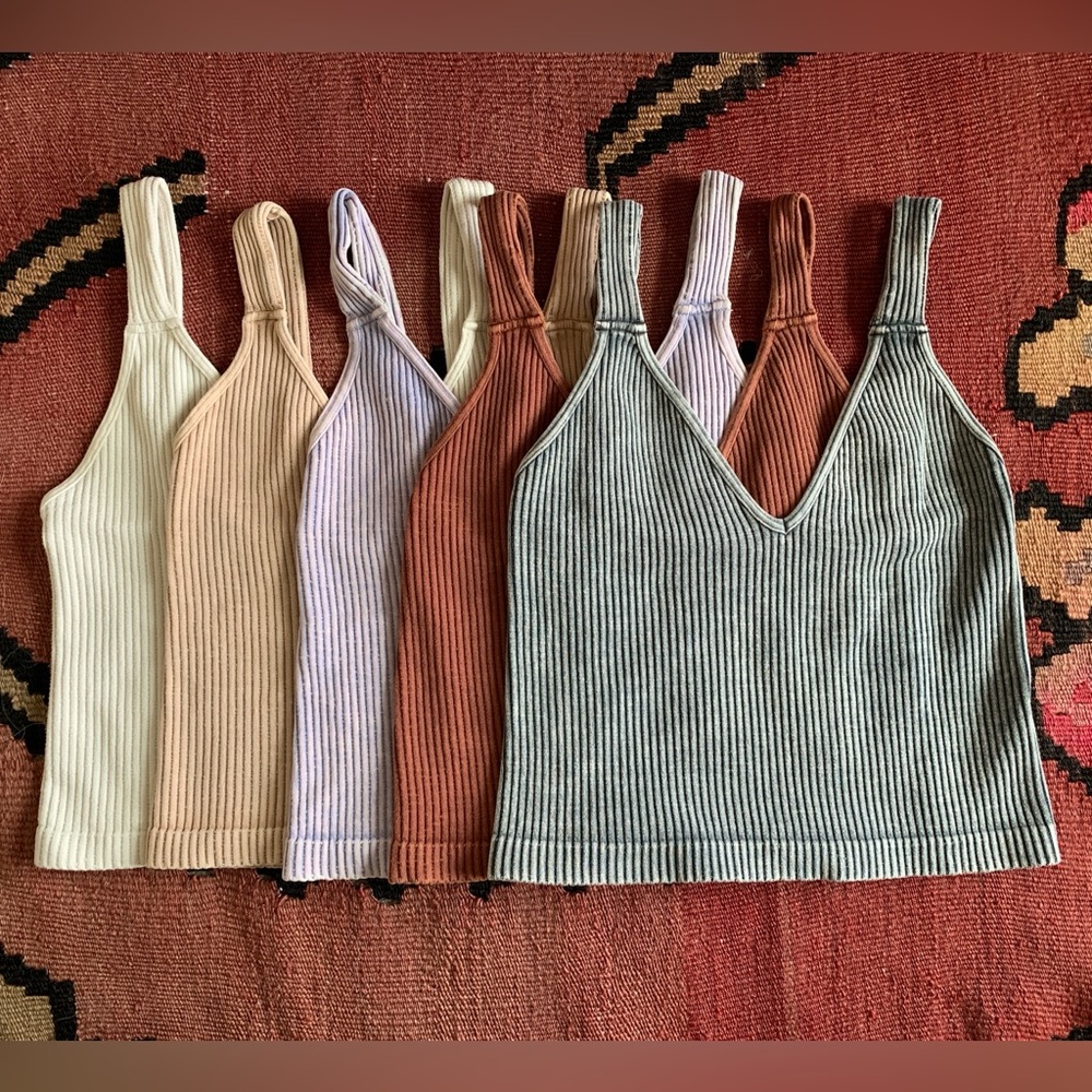 Free People Washed Seamless Crop LOT OF 5